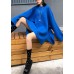 Fashion blue knitted pullover plus size clothing winter knit tops side open