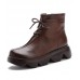 Brown Boots Platform Cowhide Leather Unique Platform Boots