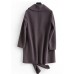 boutique Loose length long sleeve outwear dark gray pockets Woolen Coat Women