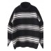 Comfy black striped clothes oversized winter sweaters high neck