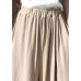 Women Khaki Elastic Waist Solid Color Cotton Wide Leg Pants Summer