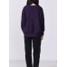 Comfy long sleeve sweater Loose fitting purple knit tops v neck