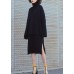 Set female 2019 large size turtleneck sweater suit skirt black two-piece long paragraph over the knee