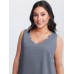 Solid V Neck Laser Cut Tank Top