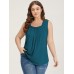 Heather Plicated Detail Square Neck Tank Top