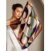 Pure Silk Geometric Pattern Square Scarf - Size 53x53cm