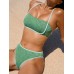 Dark Green Jacquard X Cross Bikini Top