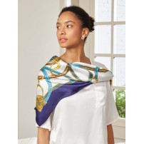 100% Mulberry Silk Printed Square Shawl Scarf 88*88cm