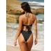 Black Ribbed High Cut Wide Waistband Bikini Bottom Black Ribbed High Cut Wide Waistband Bikini Bottom