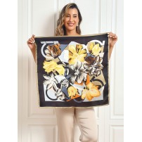 Pure Silk Floral Pattern Square Scarf 68x68cm/26.8