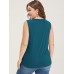 Heather Plicated Detail Square Neck Tank Top