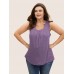Heather Plicated Detail Square Neck Tank Top