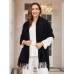 Pure Wool Scarf Shawl w/ Fringed Decoration 200x70cm/79
