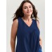 Stretchy V-Neck Pleated Tank Top