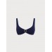 Navy Ribbed O-Ring Bikini Top