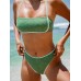 Dark Green Contrast Jacquard Bikini Bottom