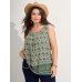 Floral Print Pleated Neckline Tank Top