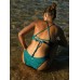 Dark Green Jacquard U-Ring Cross Back Bikini Top Dark Green Jacquard U-Ring Cross Back Bikini Top