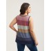 Multi-Color Stripes Off-Sleeves Vest