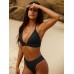 Black Ribbed High Cut Wide Waistband Bikini Bottom Black Ribbed High Cut Wide Waistband Bikini Bottom