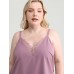 Lace Neckline Satin Tank Top