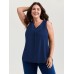 Stretchy V-Neck Pleated Tank Top