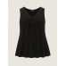Stretchy V-Neck Pleated Tank Top