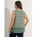 Floral Print Pleated Neckline Tank Top