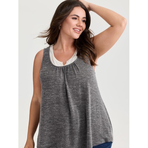 Supersoft Scoop Neckline Color Contrast Tank Top Supersoft Scoop Neckline Color Contrast Tank Top