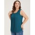 Heather Plicated Detail Square Neck Tank Top