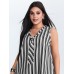 Striped Ribbon Neckline Tank Top