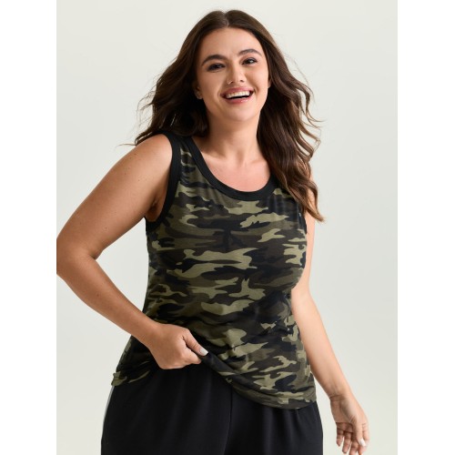 Stretchy Camouflage Print Tank Top Stretchy Camouflage Print Tank Top