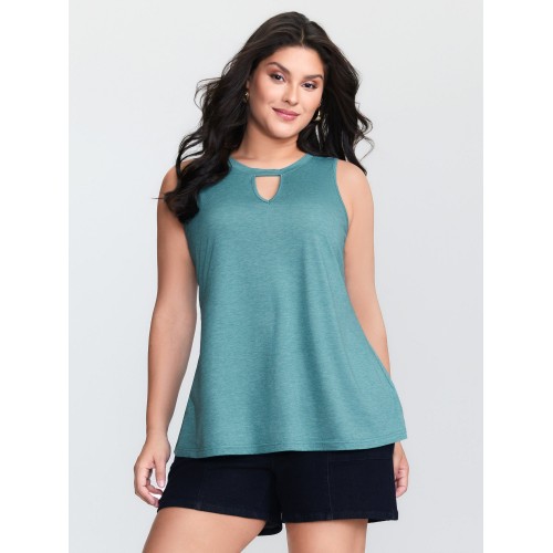 Supersoft Keyhole Neckline Plain Tank Top