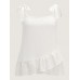 Cotton Overlap Ruffled Hem Shoulder-Tie Tank Top