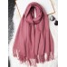 Pure Wool Scarf Shawl w/ Fringed Decoration 200x70cm/79