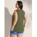 Embroidered Neckline Pleated Front Panel Tank Top