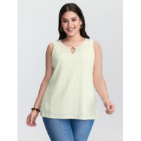 Keyhole Neckline Plain Textured Tank Top