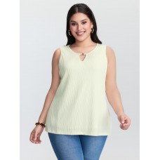 Keyhole Neckline Plain Textured Tank Top