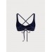 Navy Ribbed O-Ring Bikini Top