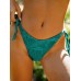 Dark Green Jacquard Tie Bikini Bottom