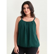 Textured Stretchy Hem Pleated Tank Top