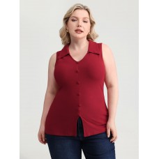 Elastic Button Detail Fitted Tank Top