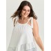 Cotton Overlap Ruffled Hem Shoulder-Tie Tank Top