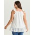 Cotton Overlap Ruffled Hem Shoulder-Tie Tank Top
