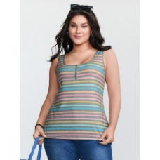 Supersoft Colorful Stripes Scoop Neck Tank Top