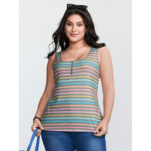 Supersoft Colorful Stripes Scoop Neck Tank Top