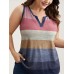 Multi-Color Stripes Off-Sleeves Vest