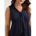 Knotted Neckline Fitted Sleeveless Blouse Knotted Neckline Fitted Sleeveless Blouse