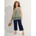 Floral Print Pleated Neckline Tank Top