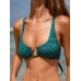 Dark Green Jacquard U-Ring Cross Back Bikini Top Dark Green Jacquard U-Ring Cross Back Bikini Top